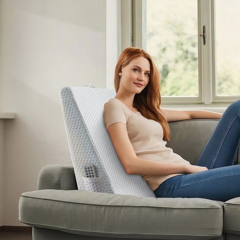 Bed Wedge Pillow for Sleeping - Memory Foam Back Support Pillow - Gray